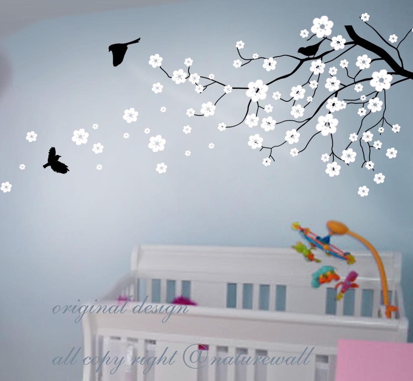 White flower decals Cherry blossom wall decals baby nursery Etsy