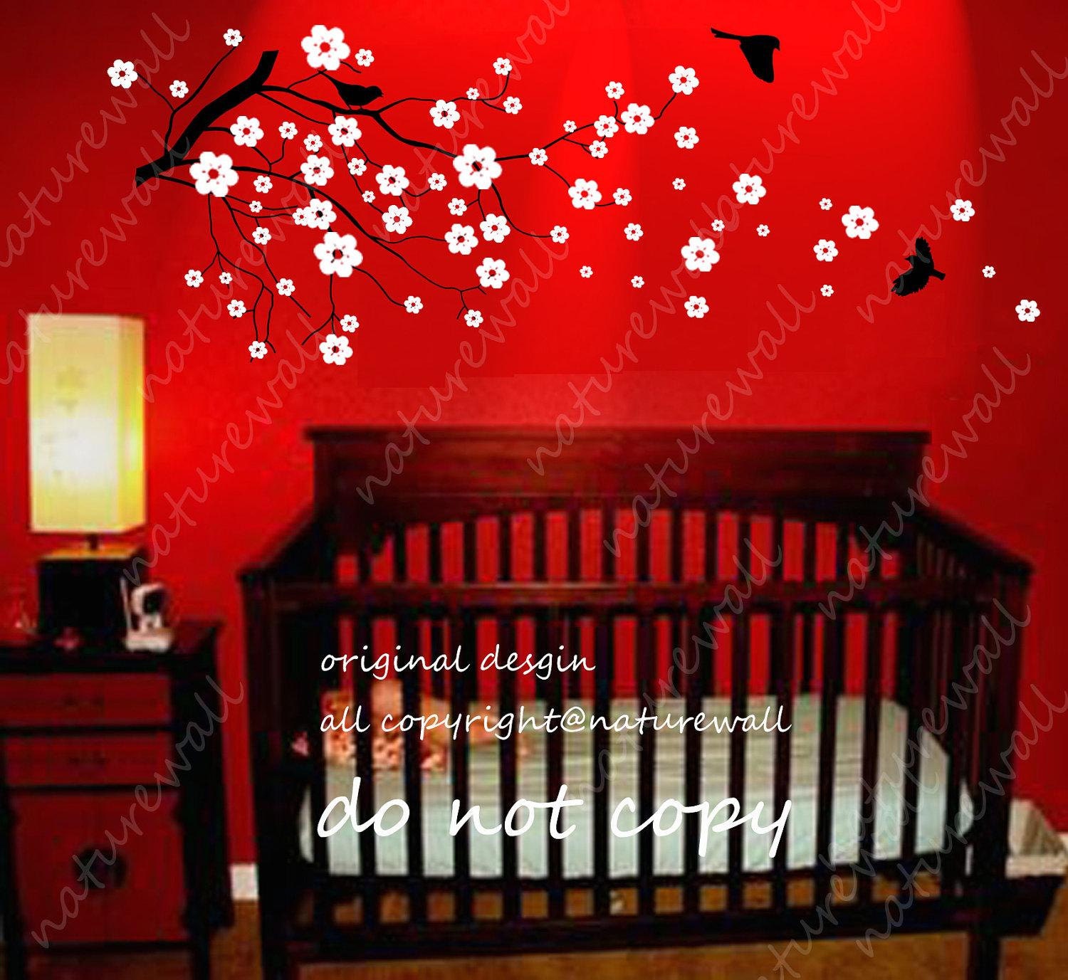 White flower decals Cherry blossom wall decals baby nursery Etsy