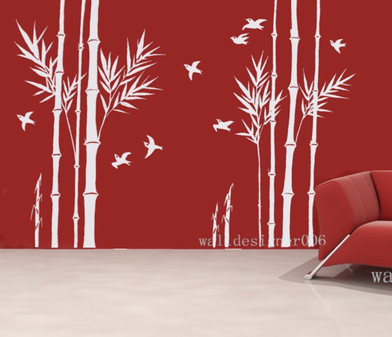 vinyl wall decals wall stickers bamboo decal birds decal room | etsy