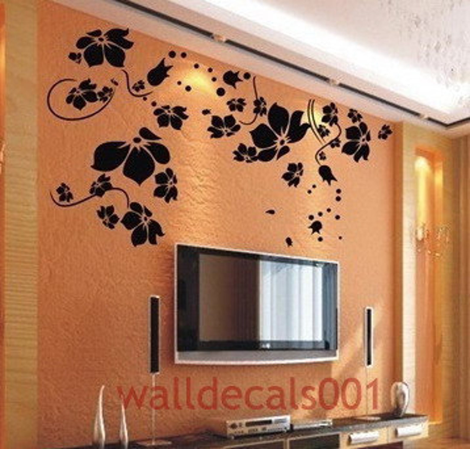 Wall Decals Wall Stickersflower decalsfloral pinkgirlroom Etsy