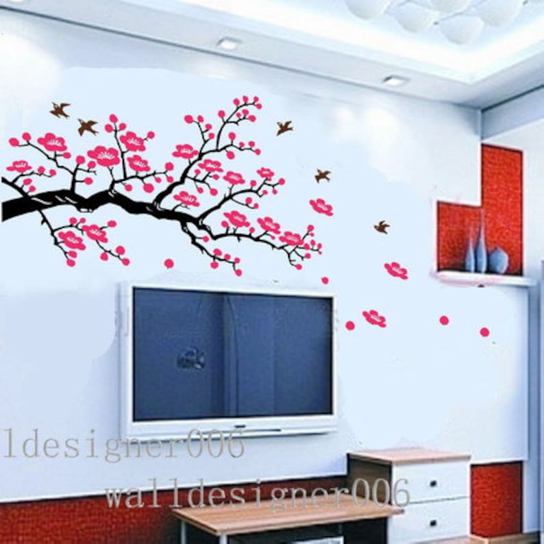cherry blossom wall decal wall sticker pink flower decal tree | etsy