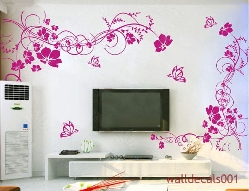 Wall Decalswall stickersflowerfloralbutterflygirlroom Etsy