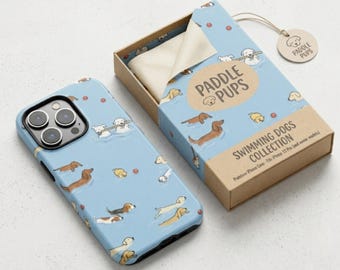 Swimming Dogs Phone Case | Dog Pool Party Tough Case | iPhone & Samsung Whimsical Puppy Gift for Dog Lovers