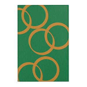 Green Interlocking Circles Area Rug – Polyester Chenille Home Decor