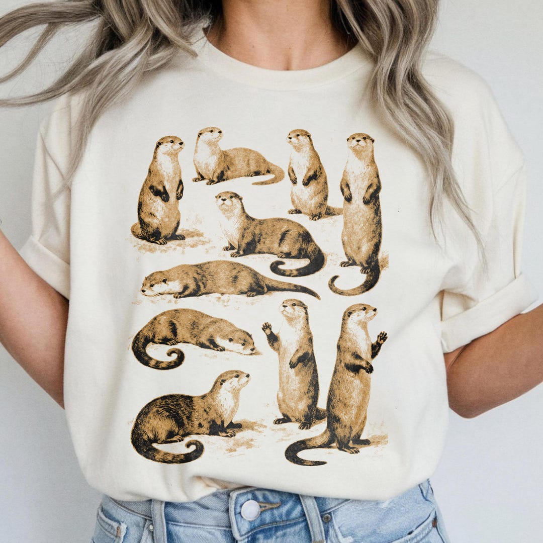 River Otter Shirt, Collage Otters Tshirt, Wildlife Animal Shirts ...