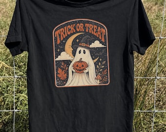 Maglietta spettrale a tema Halloween, simpatica maglietta horror retrò con zucca, maglietta per dolcetto o scherzetto, colori comodi, regalo di Halloween