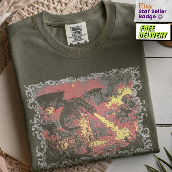 Medieval Shirt, Vintage Dragon Tshirt, Weirdcore Renaissance Graphic Tee, Bookish Shirt, Comfort Colors Unisex, For Book lover gift