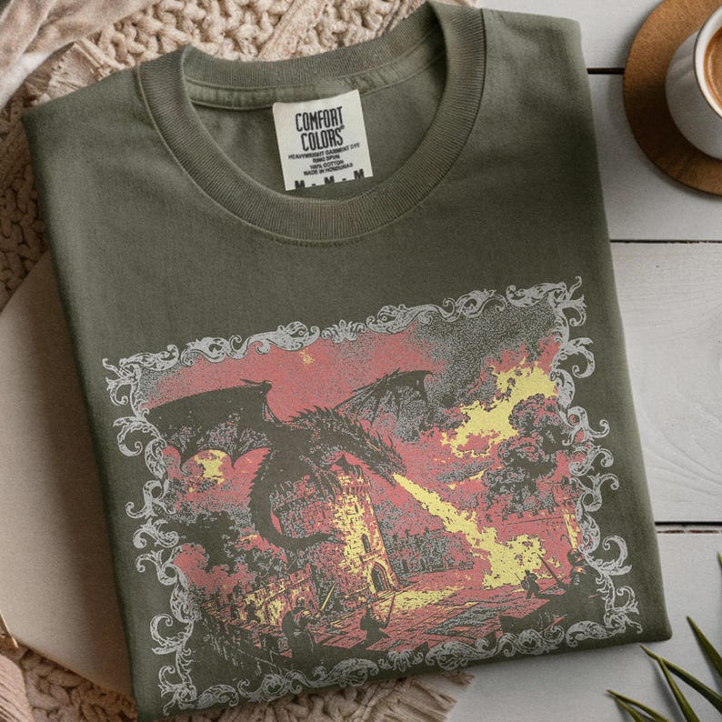 Medieval Shirt, Vintage Dragon Tshirt, Weirdcore Renaissance Graphic Tee, Bookish Shirt, Comfort Colors Unisex, For Book lover gift