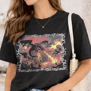 Medieval Shirt, Vintage Dragon Tshirt, Weirdcore Renaissance Graphic Tee, Bookish Shirt, Comfort Colors Unisex, For Book lover gift Black