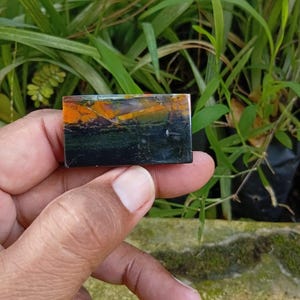 Garut Pancawarna Achat Cabochon 45 x 24 mm, Indonesische Landschaftsstein, Naturbild Achat, Anhänger Edelstein