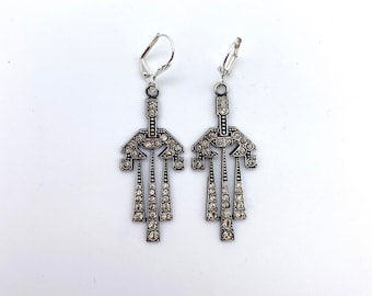 Boucles d’oreilles inspirées déco avec cristaux de diamant noir