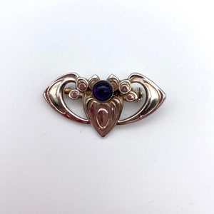 Jugendstil Herz Brosche mit Amethyst Bild 1