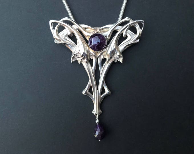 Arts and Crafts Flower Pendant With Amethyst - Etsy