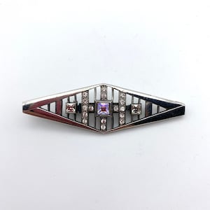 Art Deco Bar Brooch With Iridescent Stone