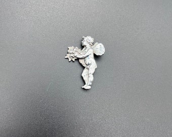 Cupid With Flowers Brooch