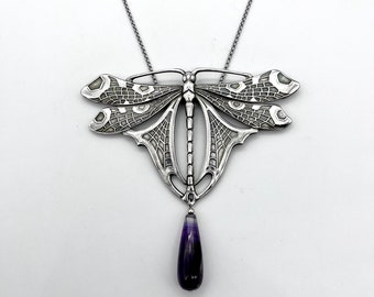 Dragonfly Necklace with Amethyst