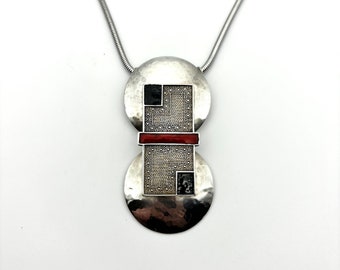 Pendentif Ras-le-cu Art Déco Deux Tons - Ancien, En Bronze/laiton Doré, Occasion, Bijou Vintage Années 20/30