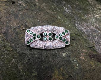 Deco Pin with Tourmaline Green Diamanté
