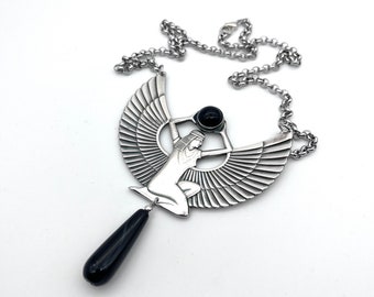 Egyptian Goddess Necklace With Onyx