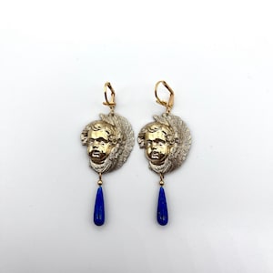 Cherubic Earrings With Vintage Glass Drops