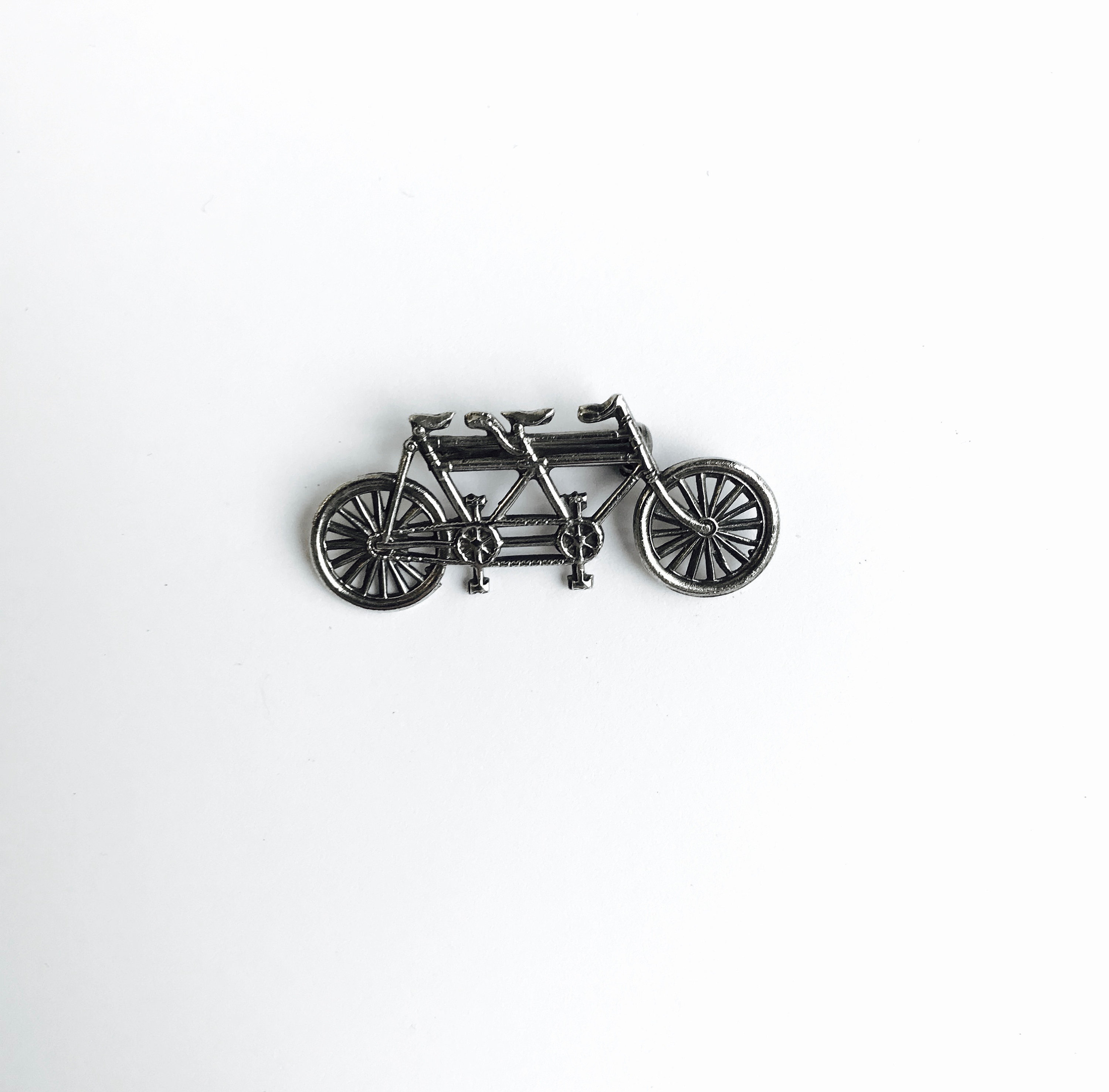tandem bicycle brooch pin or tie tack antique style bicycle built for 2