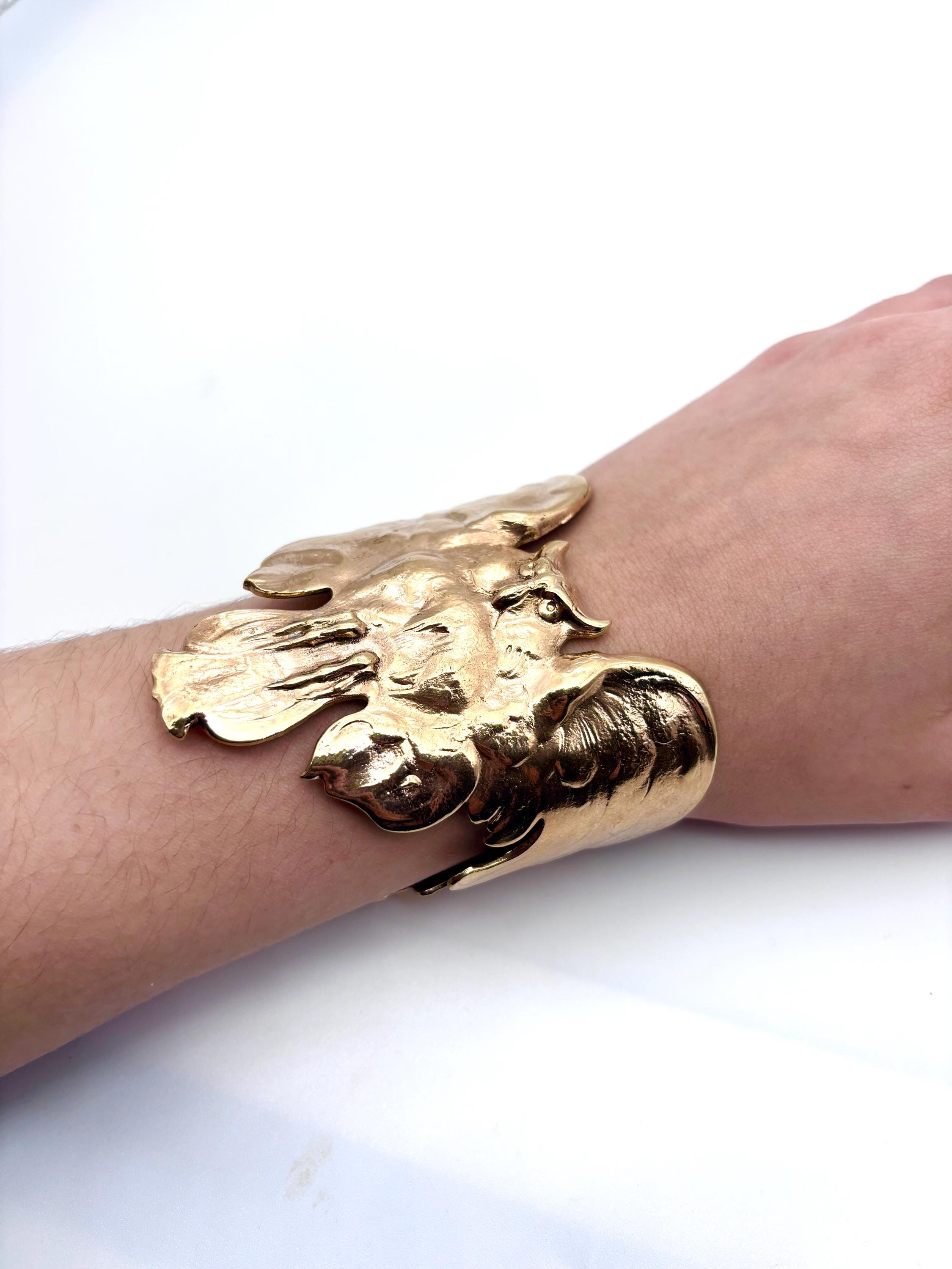 Owl Bracelet In Polished Brass