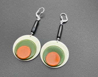 Butterscotch & Green Galalith Earrings