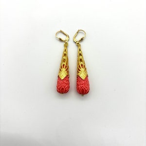 Coral Glass Earrings