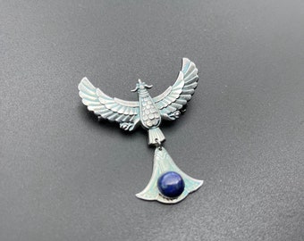 Egyptian Falcon Brooch with Lapis