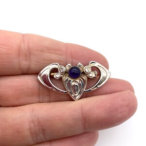 Jugendstil Herz Brosche mit Amethyst Bild 3