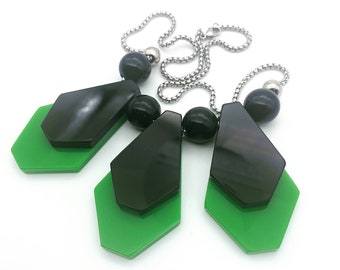 Green And Black Cubist Necklace