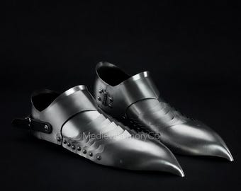Scarpe Sabaton in acciaio fatte a mano / Armatura da cavaliere gotico, Cosplay LARP