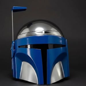 Mandalorian Helmet | Blue Mandalorian Armor Helmet | Star Wars Cosplay Helmet | Collector Display Prop Blue Mandalorian Armor image 7