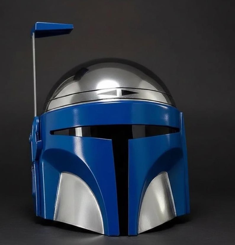Mandalorian Helmet | Blue Mandalorian Armor Helmet | Star Wars Cosplay Helmet | Collector Display Prop Blue Mandalorian Armor image 7