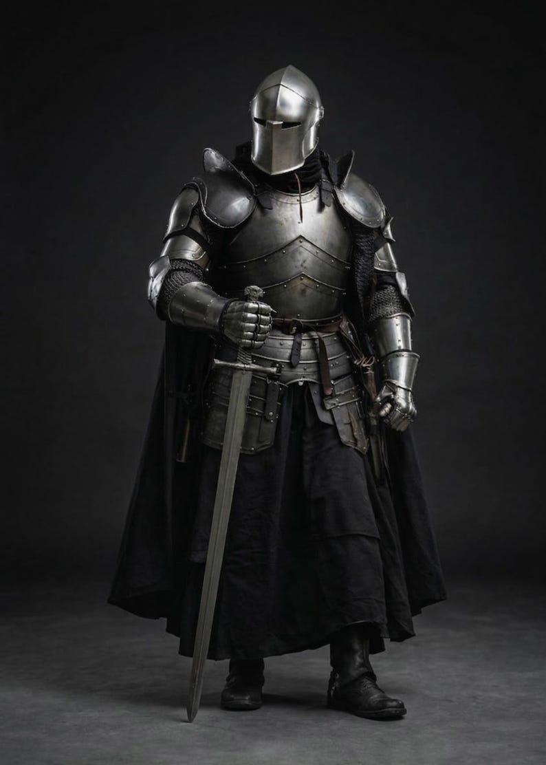 Barbuta Knight Armor Suit Medieval Gothic Steel Plate Set LARP Cosplay ...