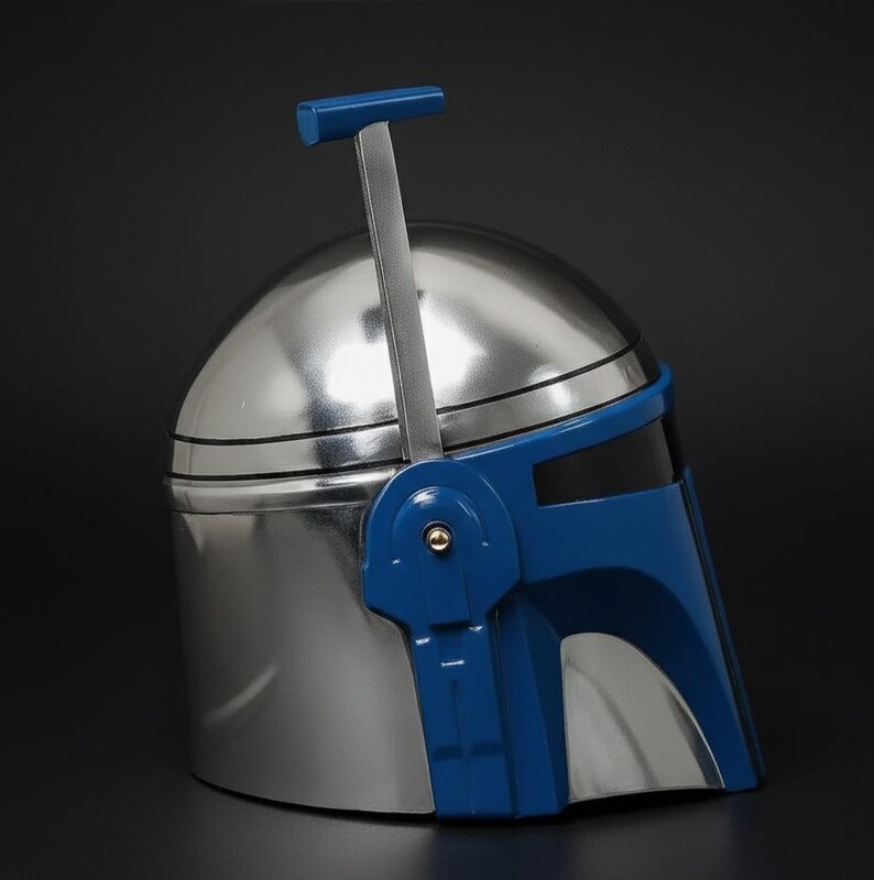 Mandalorian Helmet | Blue Mandalorian Armor Helmet | Star Wars Cosplay Helmet | Collector Display Prop Blue Mandalorian Armor image 4