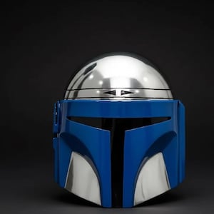 Mandalorian Helmet | Blue Mandalorian Armor Helmet | Star Wars Cosplay Helmet | Collector Display Prop Blue Mandalorian Armor image 6