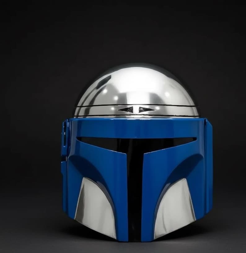 Mandalorian Helmet | Blue Mandalorian Armor Helmet | Star Wars Cosplay Helmet | Collector Display Prop Blue Mandalorian Armor image 6