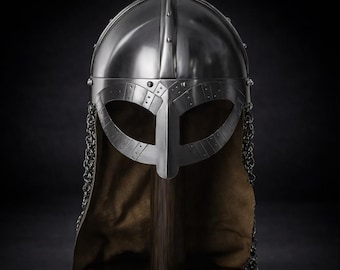Handmade Steel Viking Helmet with Chainmail | Norse Warrior Armor | Medieval LARP Cosplay