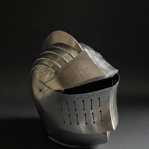 Stahl Ritter Helm | Gothic Visier Mittelalter Rüstung | Handgefertigtes LARP Kostüm Cosplay Helm