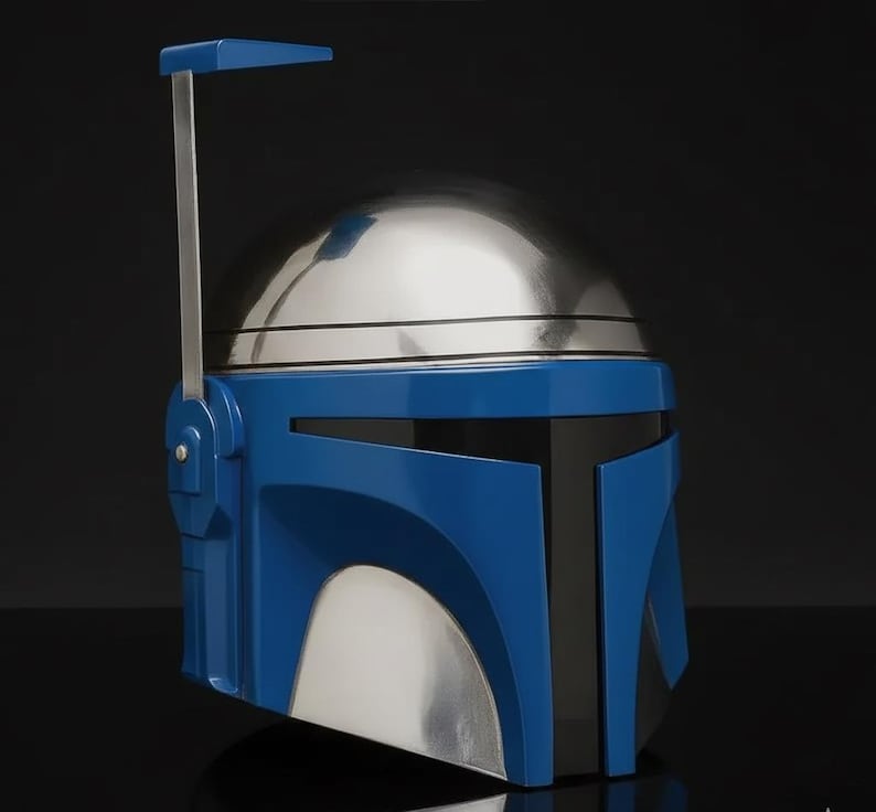 Mandalorian Helmet | Blue Mandalorian Armor Helmet | Star Wars Cosplay Helmet | Collector Display Prop Blue Mandalorian Armor image 2