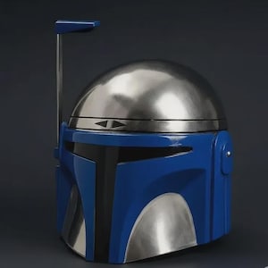 Mandalorian Helmet | Blue Mandalorian Armor Helmet | Star Wars Cosplay Helmet | Collector Display Prop Blue Mandalorian Armor image 3
