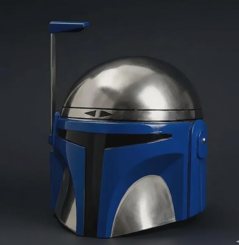 Mandalorian Helmet | Blue Mandalorian Armor Helmet | Star Wars Cosplay Helmet | Collector Display Prop Blue Mandalorian Armor image 3