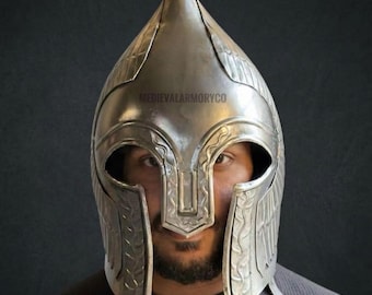 Elmo Gondor in acciaio fatto a mano - Stemma medievale alato, Cosplay LARP