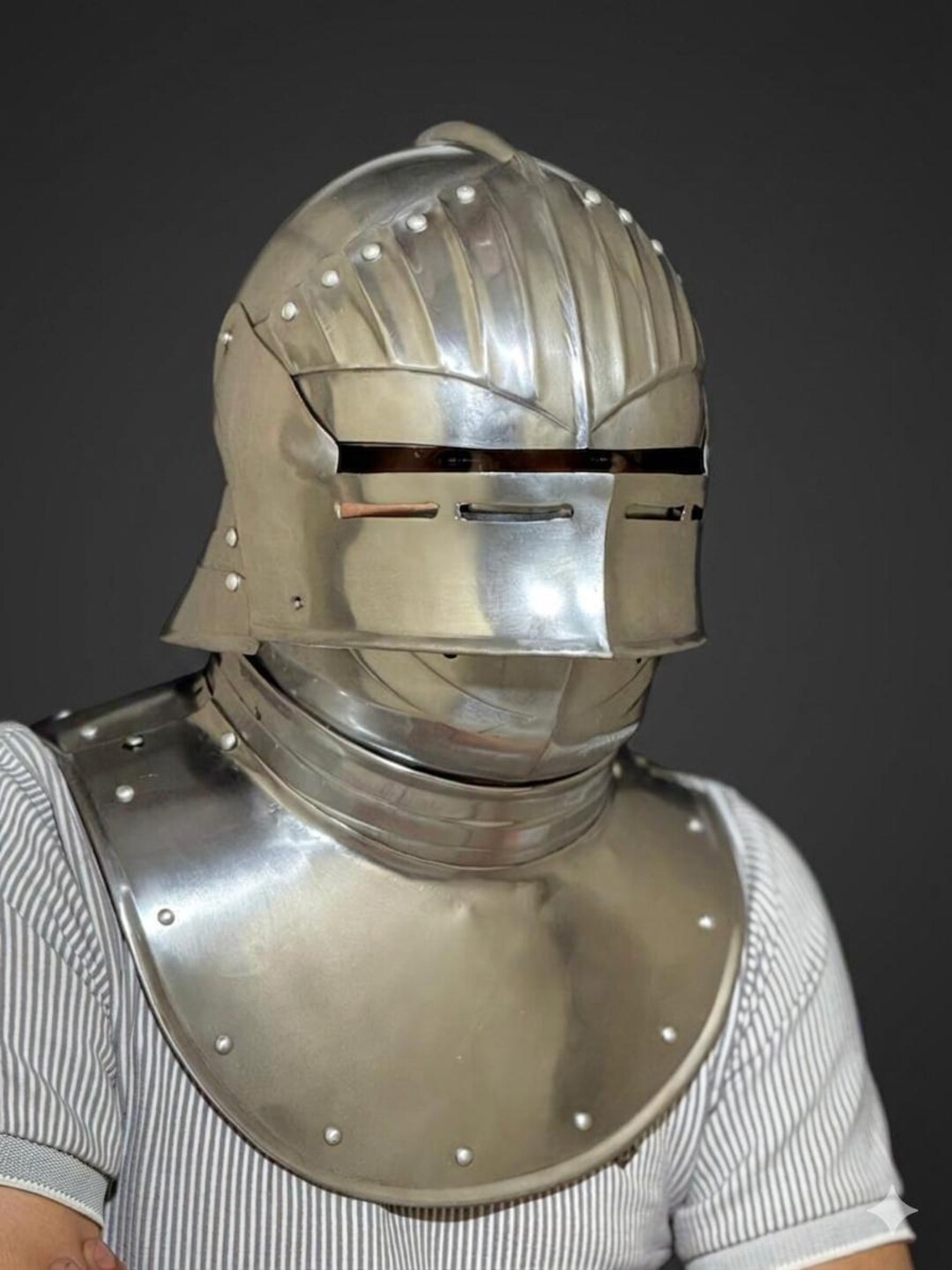 Handmade Steel Medieval Sallet Helmet With Bevor & Gorget – Knight ...