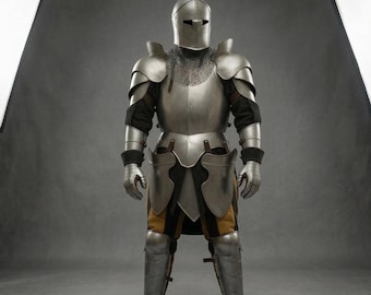 Armatura da cavaliere Barbuta medievale completa - Armatura in acciaio gotica fatta a mano, set di costumi per cosplay LARP