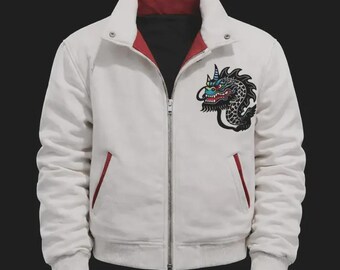Chaqueta estilo "Beat It" de Michael Peters / Disfraz bordado de los 80 / Chaqueta retro pop para cosplay / Atuendo inspirado en íconos del baile / Chaqueta de estilo urbano vintage
