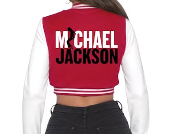 Chaqueta universitaria corta negra de Michael Jackson Bad, MJ Moonwalker Merch MJFam, chaqueta de música pop de los 80, ropa urbana unisex, talla personalizada.