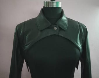 Chaqueta corta de piel de cordero para mujer / Bolero motero ajustado