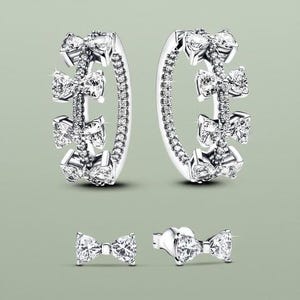 Sparkling Bow Stackable Earring Set